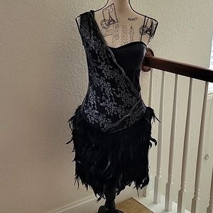 Beautiful cocktail dress with feather skirt